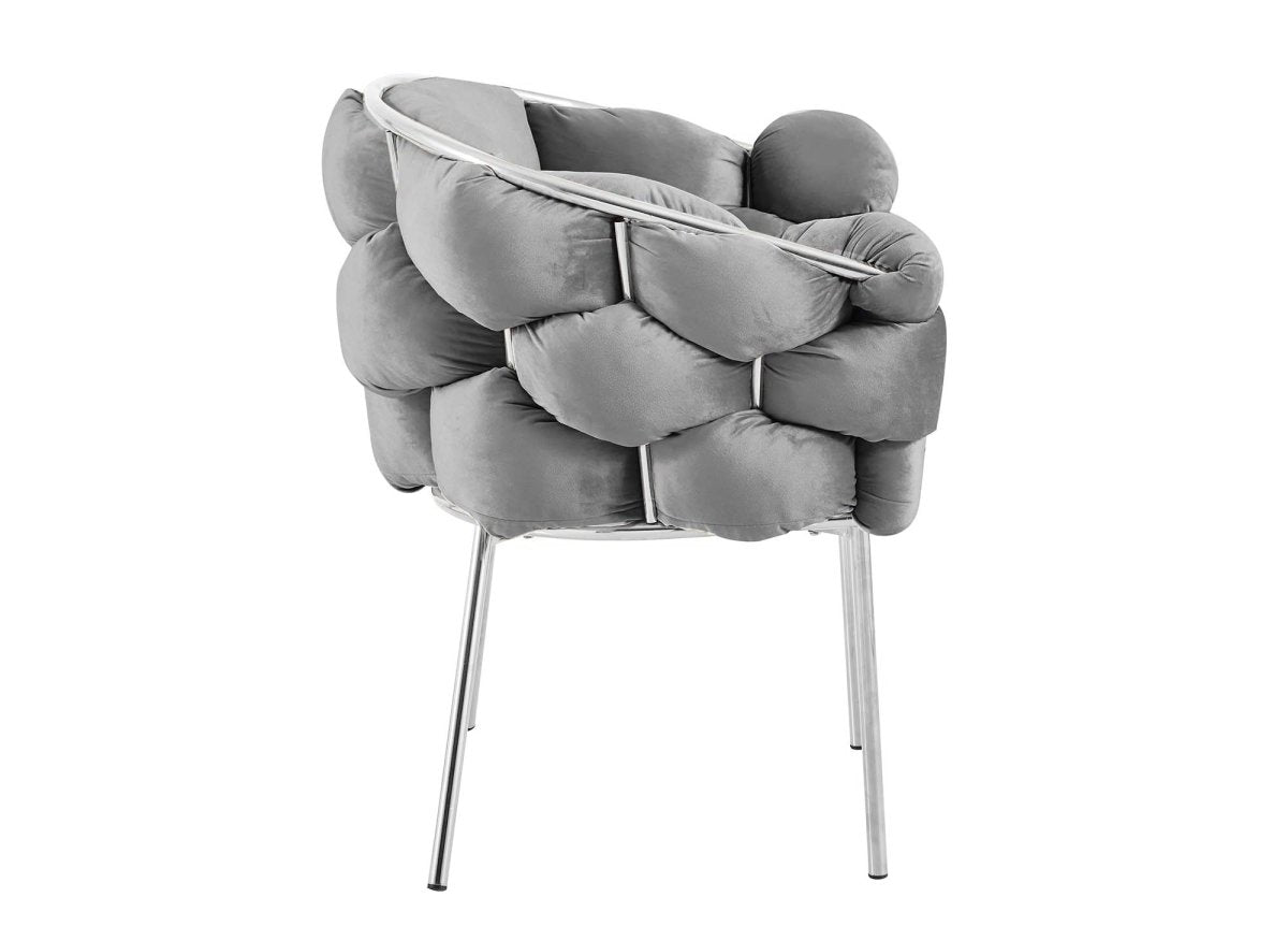 Lot de 2 chaises en velours gris pieds en métal argenté CHARLOTTE - DécoInParis