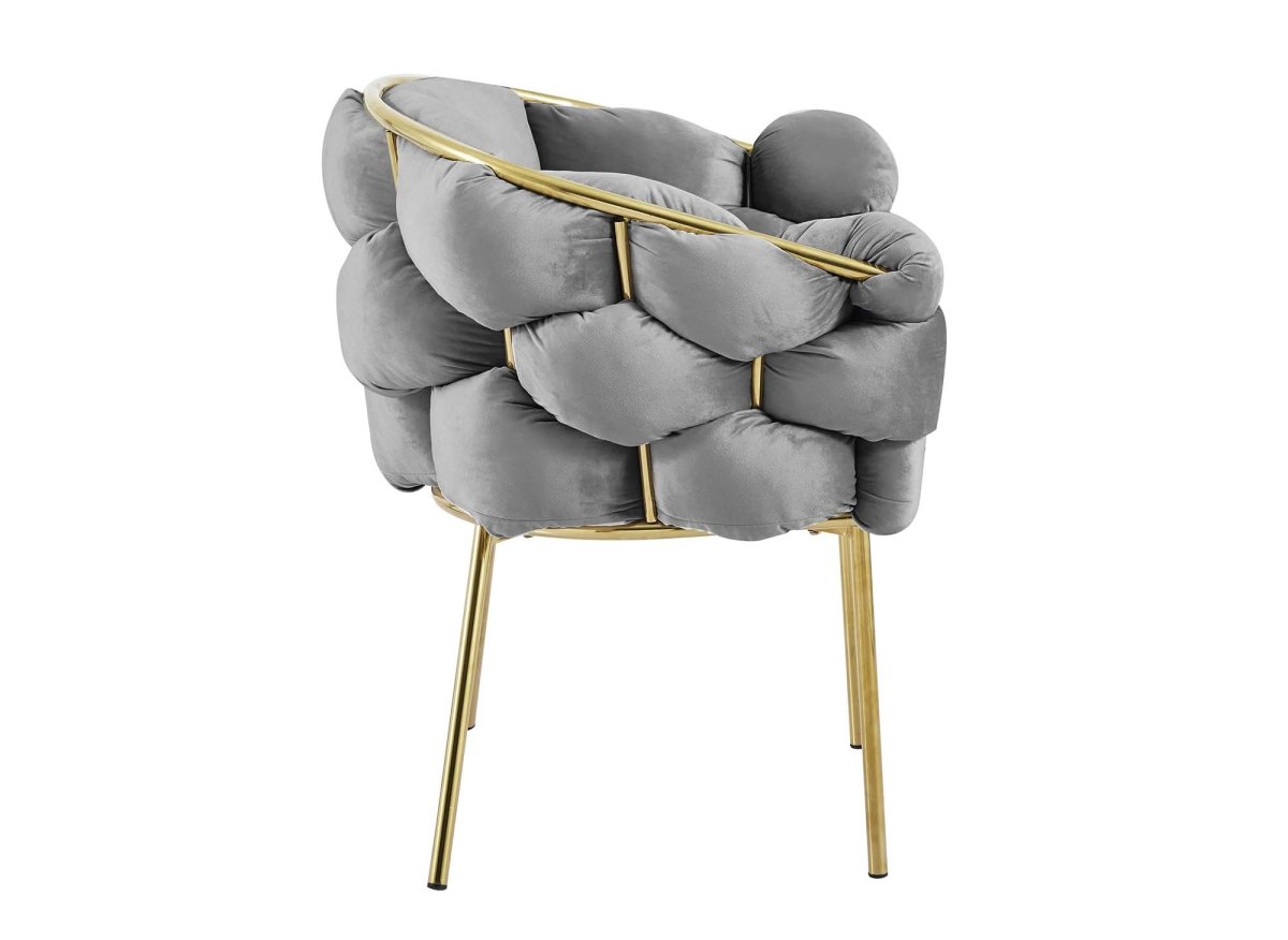 Lot de 2 chaises en velours gris pieds en métal doré CHARLOTTE - DécoInParis