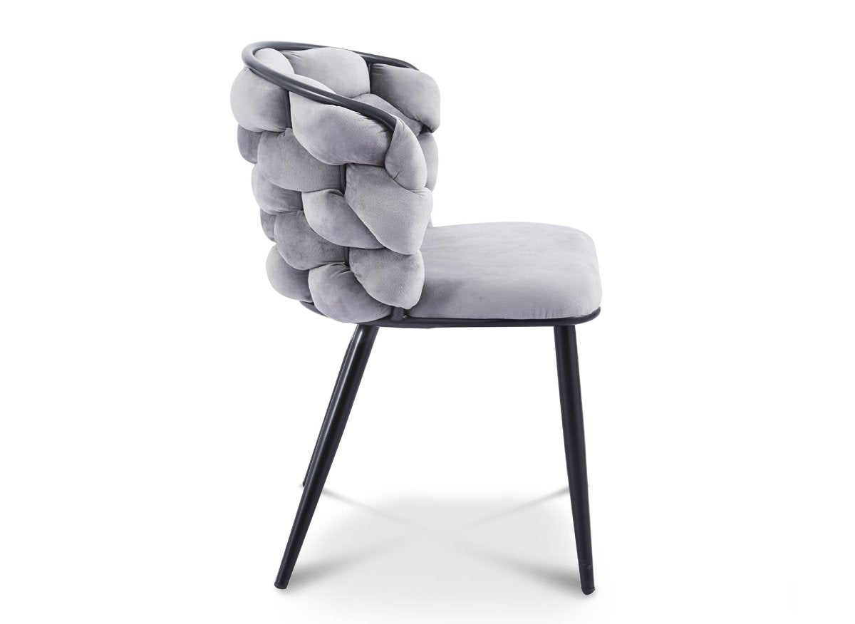 Lot de 2 chaises en velours gris pieds en métal noir CECILE - DécoInParis