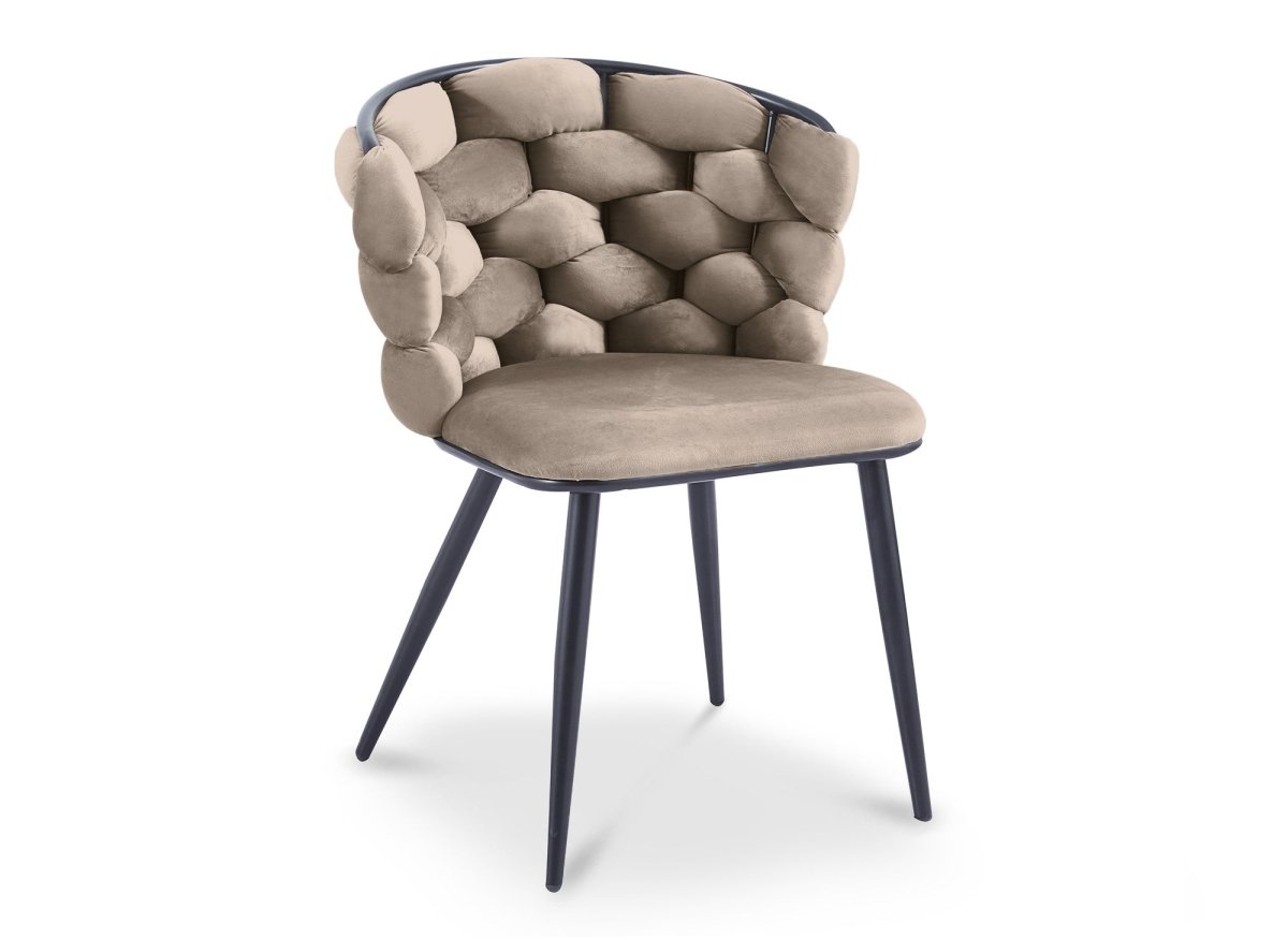 Lot de 2 chaises en velours taupe pieds en métal noir CECILE - DécoInParis