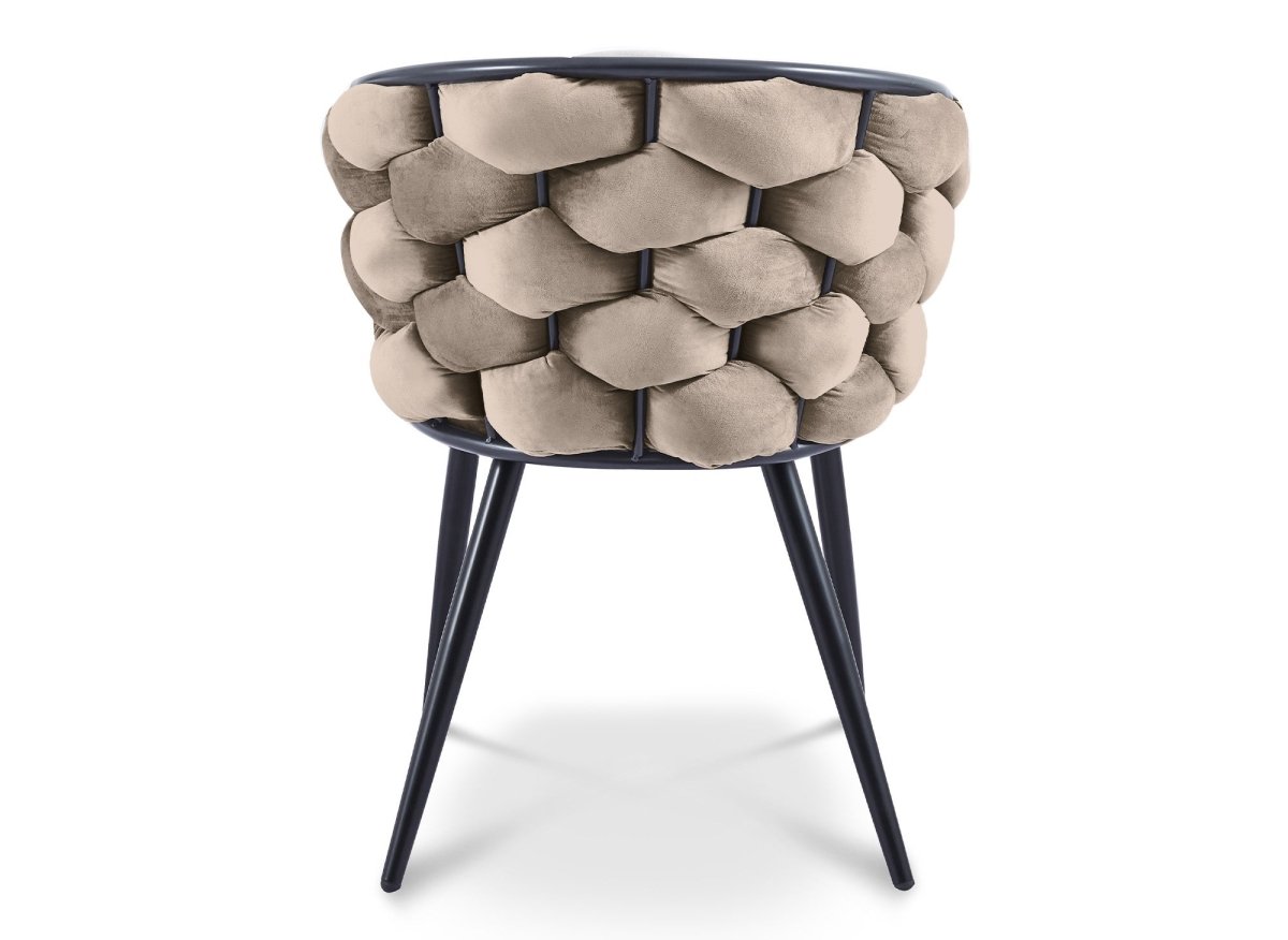 Lot de 2 chaises en velours taupe pieds en métal noir CECILE - DécoInParis