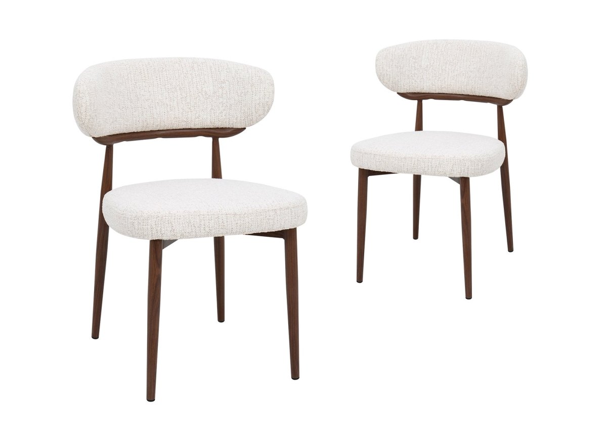 Lot de 2 chaises en velours tissé écru pieds en métal marron JULES - DécoInParis