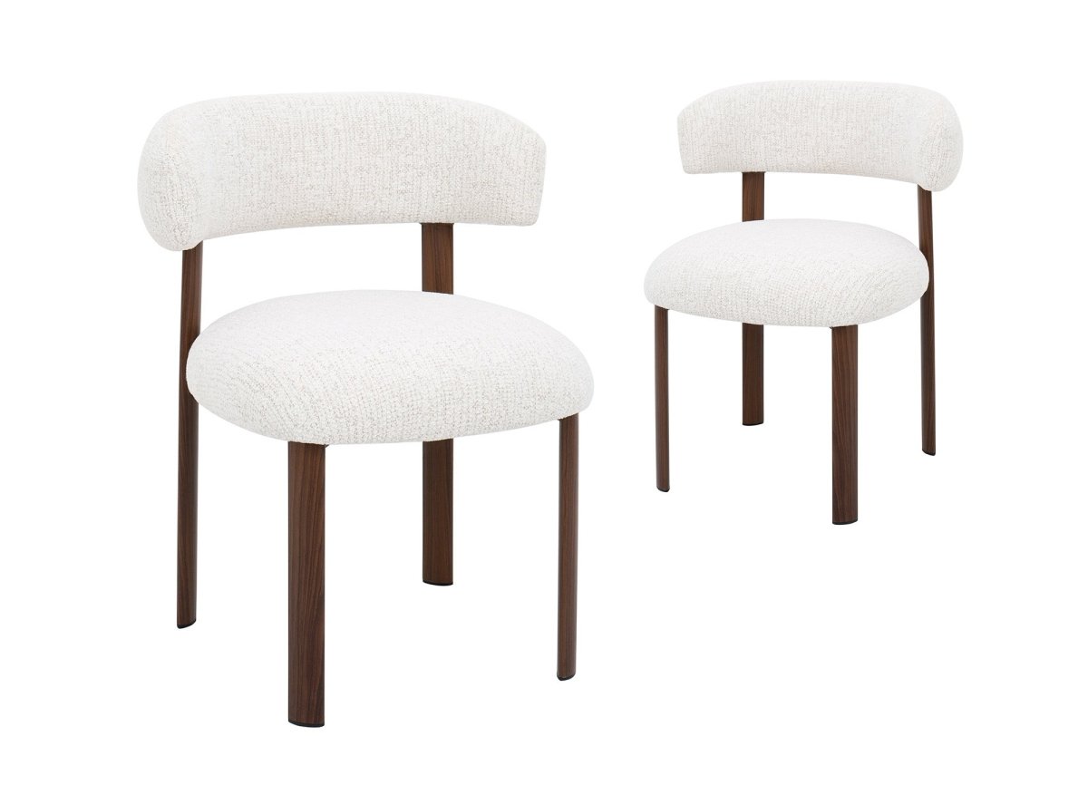 Lot de 2 chaises en velours tissé écru pieds en métal marron LOUISA - DécoInParis