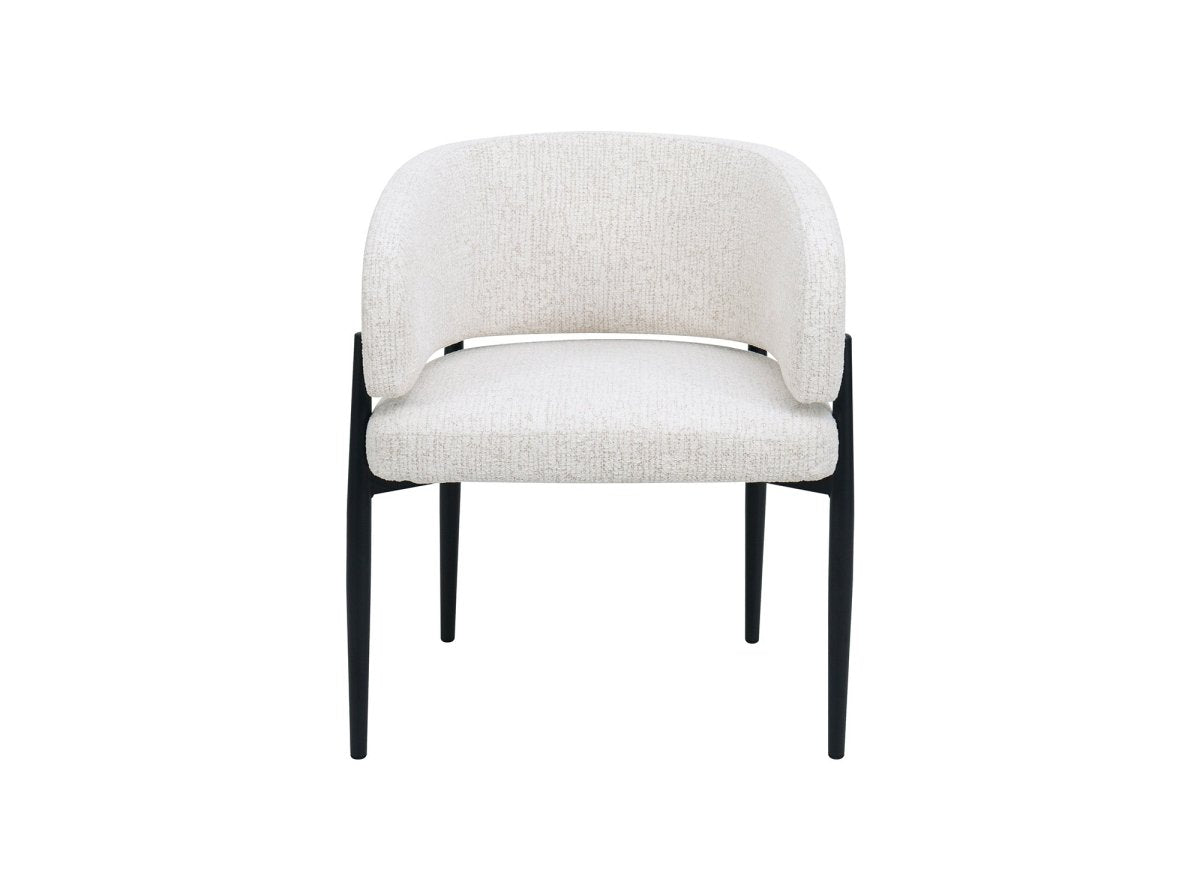 Lot de 2 chaises en velours tissé écru pieds en métal noir DIANA - DécoInParis