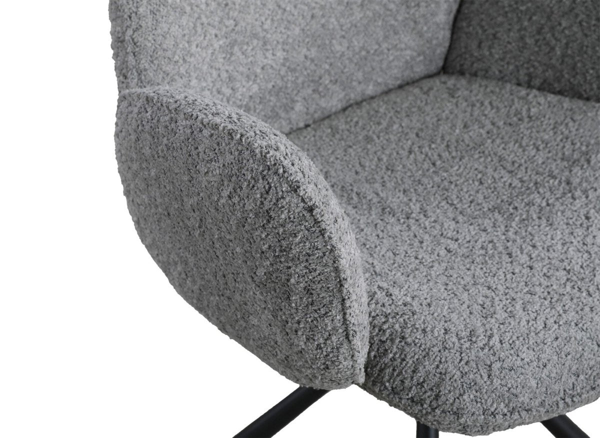 Lot de 2 chaises pivotantes avec accoudoirs en tissu effet peau de mouton gris MAGY - DécoInParis