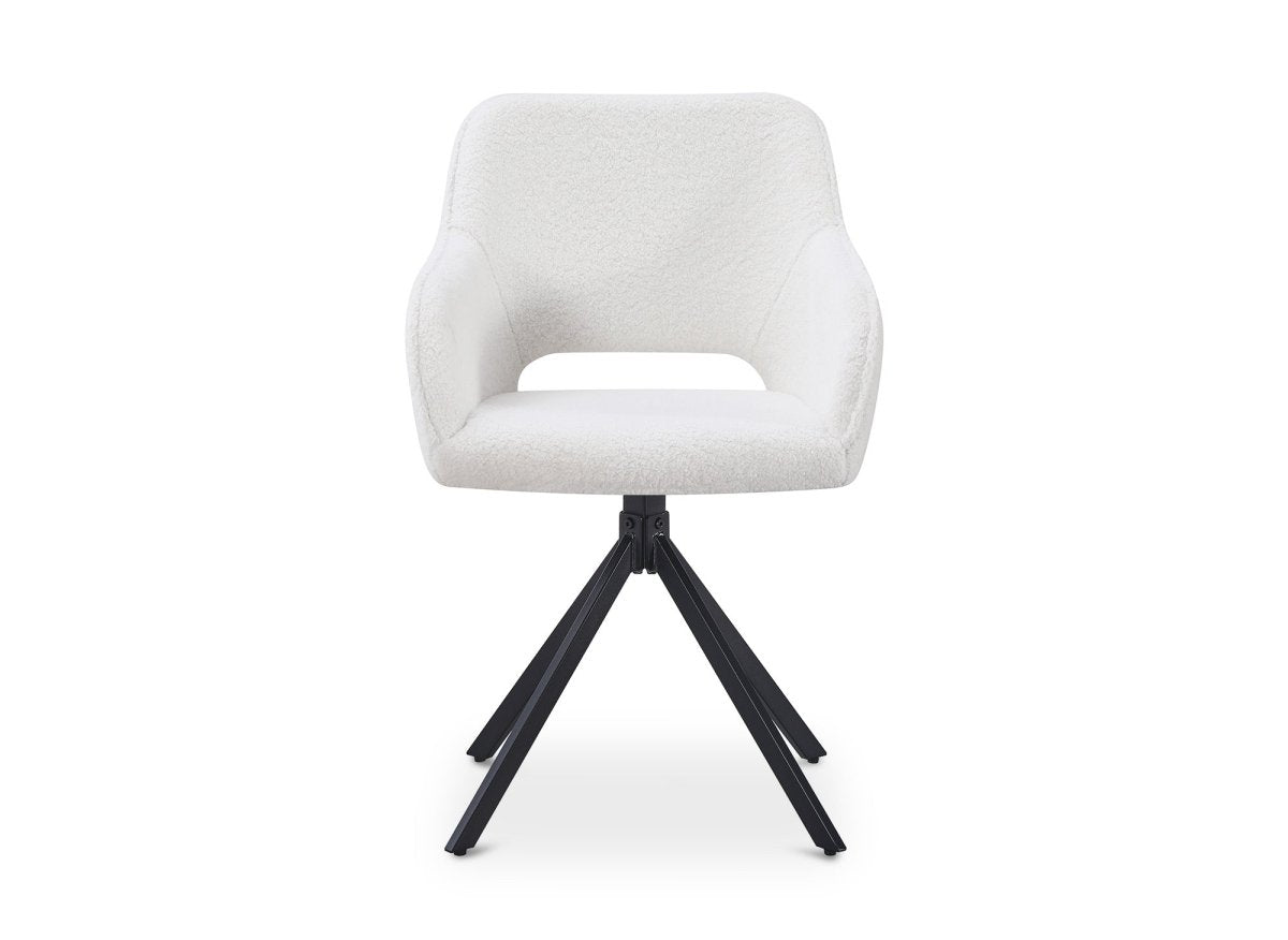 Lot de 2 chaises pivotantes design en tissu bouclette blanc écru CIEL - DécoInParis