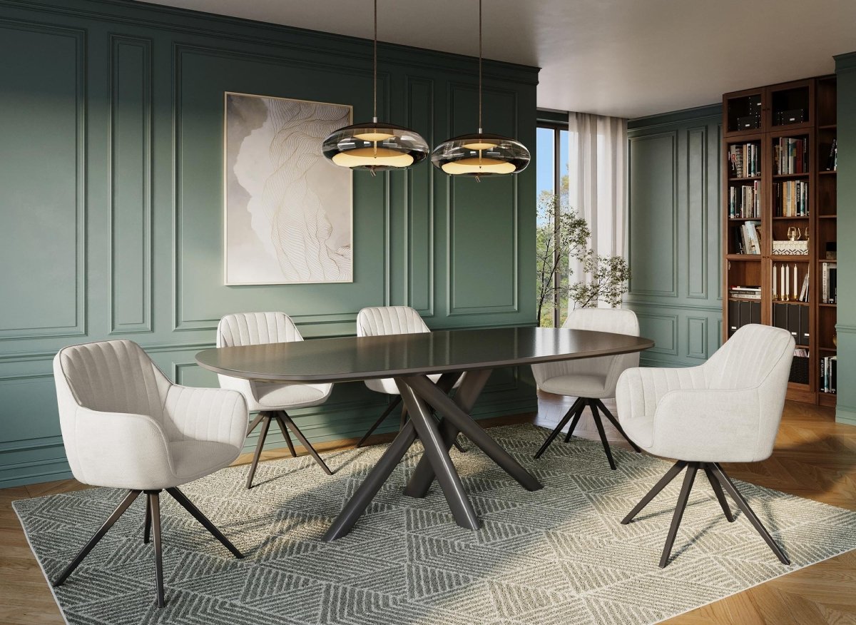 Lot de 2 chaises pivotantes en tissu beige MARLEY - DécoInParis