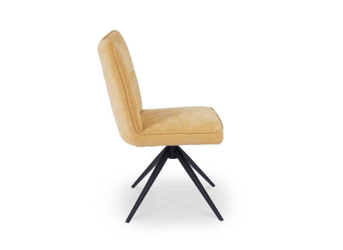 Lot de 2 chaises pivotantes en tissu jaune FELICIE - DécoInParis