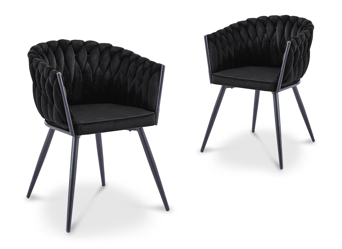 Lot de 2 chaises wave en velours noir CINDY - DécoInParis