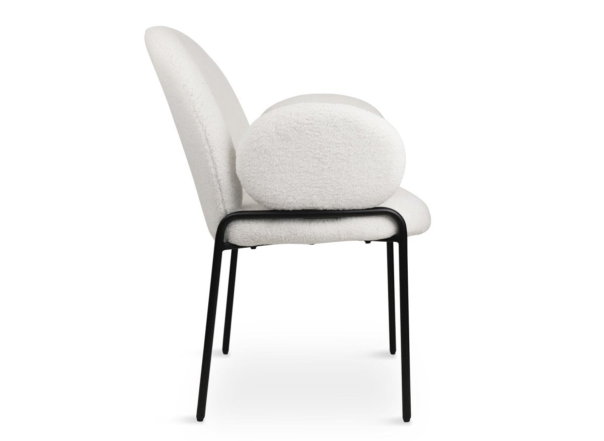 Lot de 2 fauteuils design avec accoudoirs en tissu bouclette blanc BENTA - DécoInParis