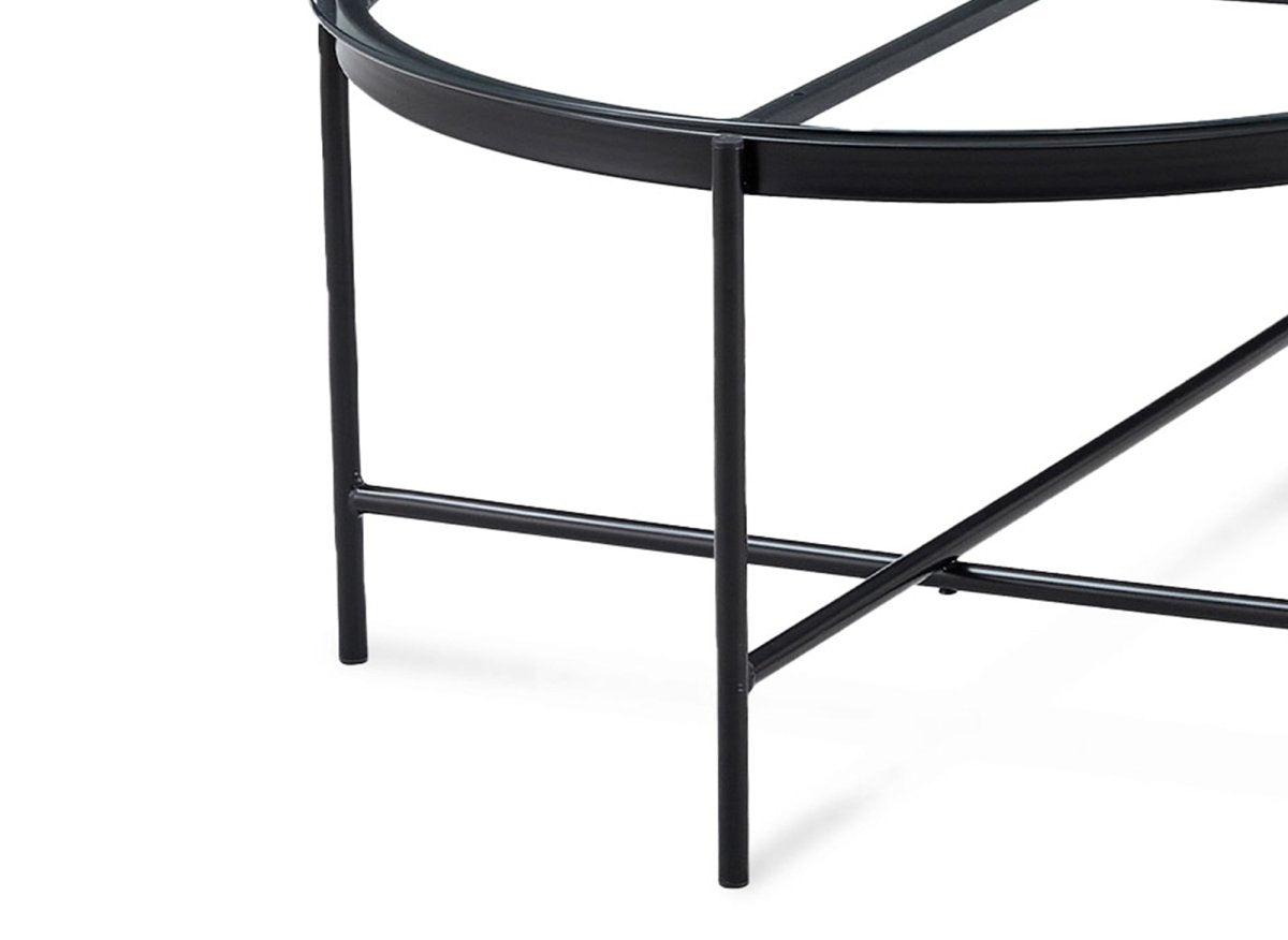 Lot de 2 tables rondes basses en verre et métal MARZIO - DécoInParis