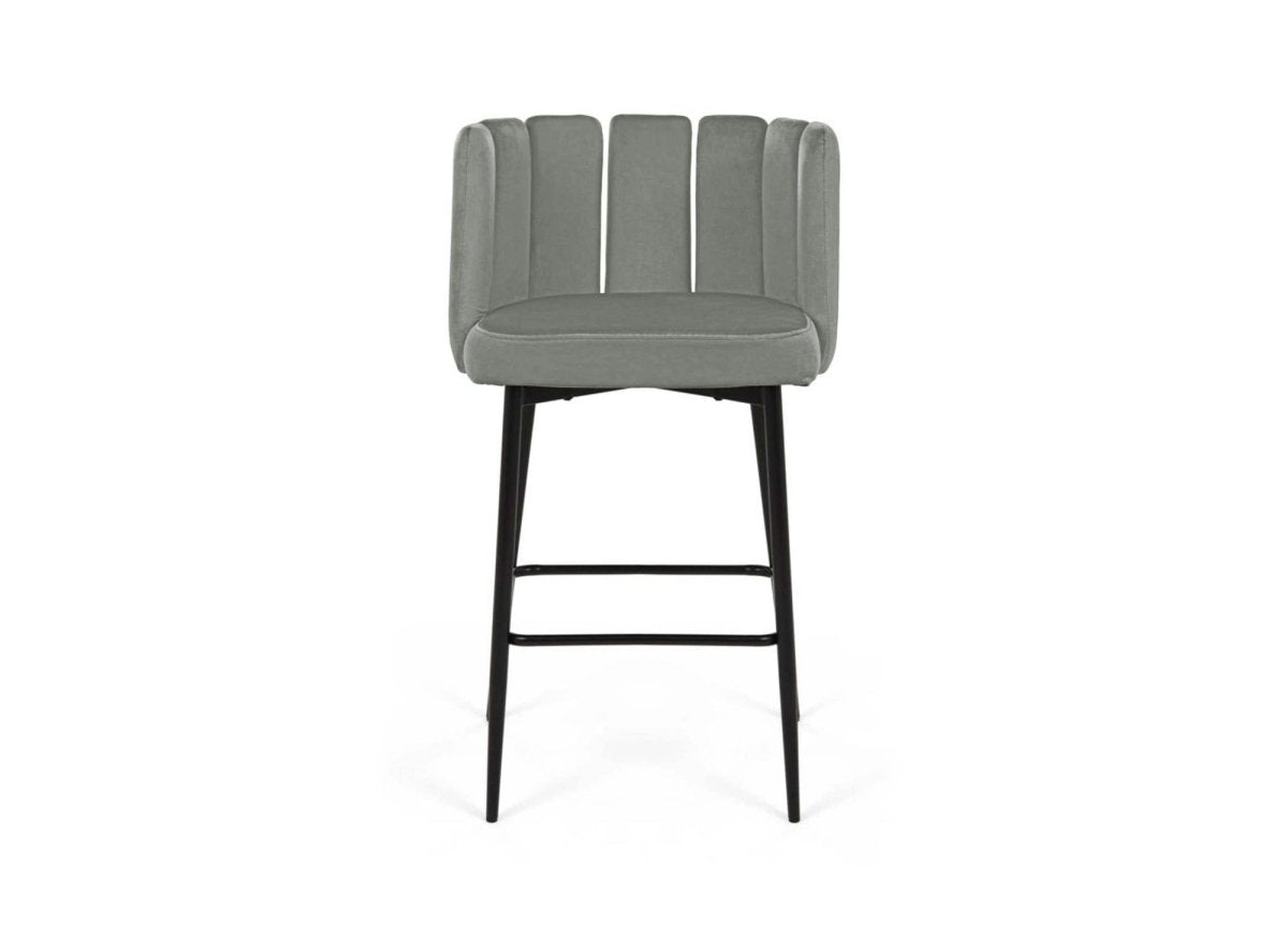 Lot de 2 tabourets de bar design en velours gris DEBBY - DécoInParis