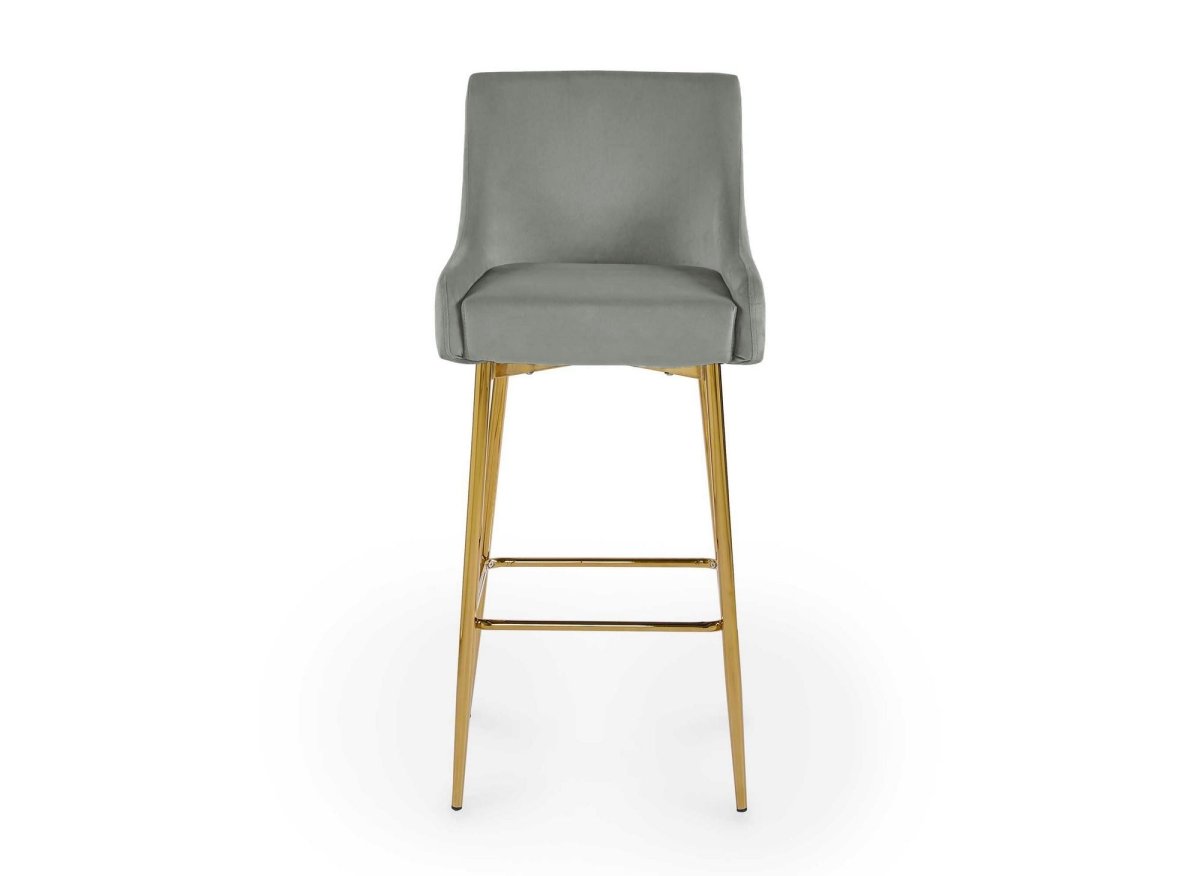 Lot de 2 tabourets de bar design en velours gris LALYA - DécoInParis