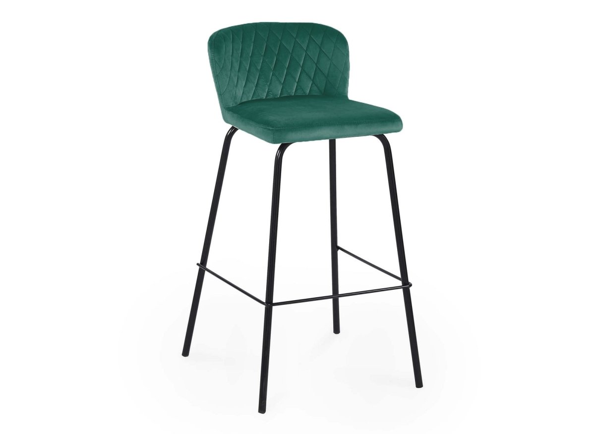 Lot de 2 tabourets de bar design en velours vert BOSCO - DécoInParis