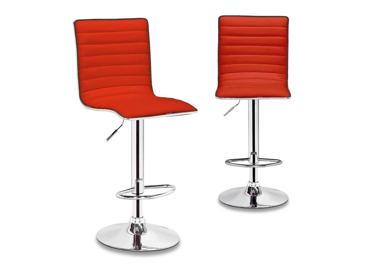 Lot de 2 tabourets de bar en simili - Hauteur réglable - Naturel et Blanc - MONTENEGRO Lot de 2 tabourets de bar en simili - Hauteur réglable - Naturel et Blanc - MONTENEGRO