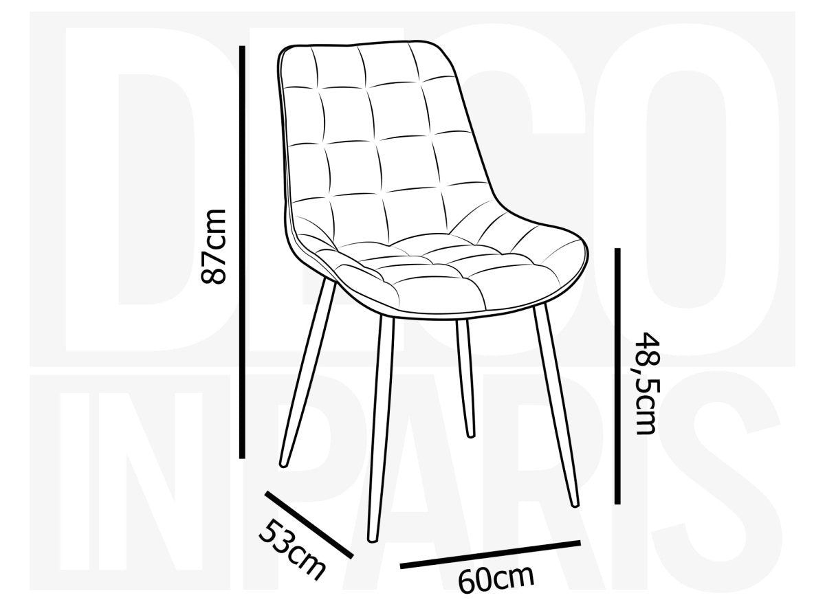 Lot de 4 chaises capitonnées en velours beige SOREN - DécoInParis