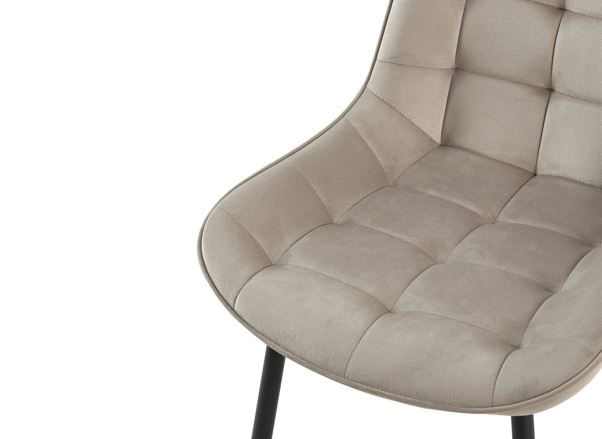 Lot de 4 chaises capitonnées en velours beige SOREN - DécoInParis