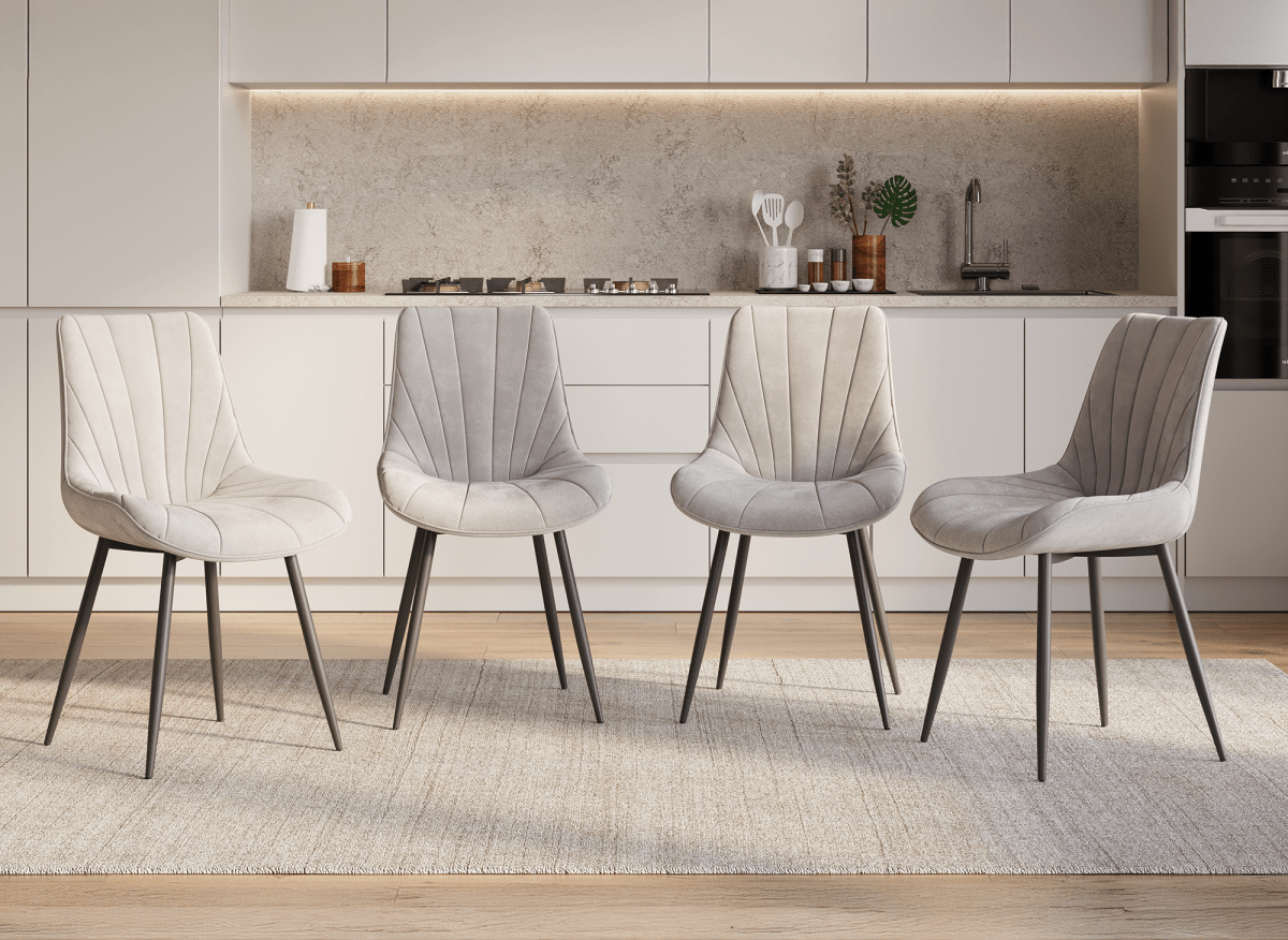 Lot de 4 chaises design en velours beige ELOVA - DécoInParis