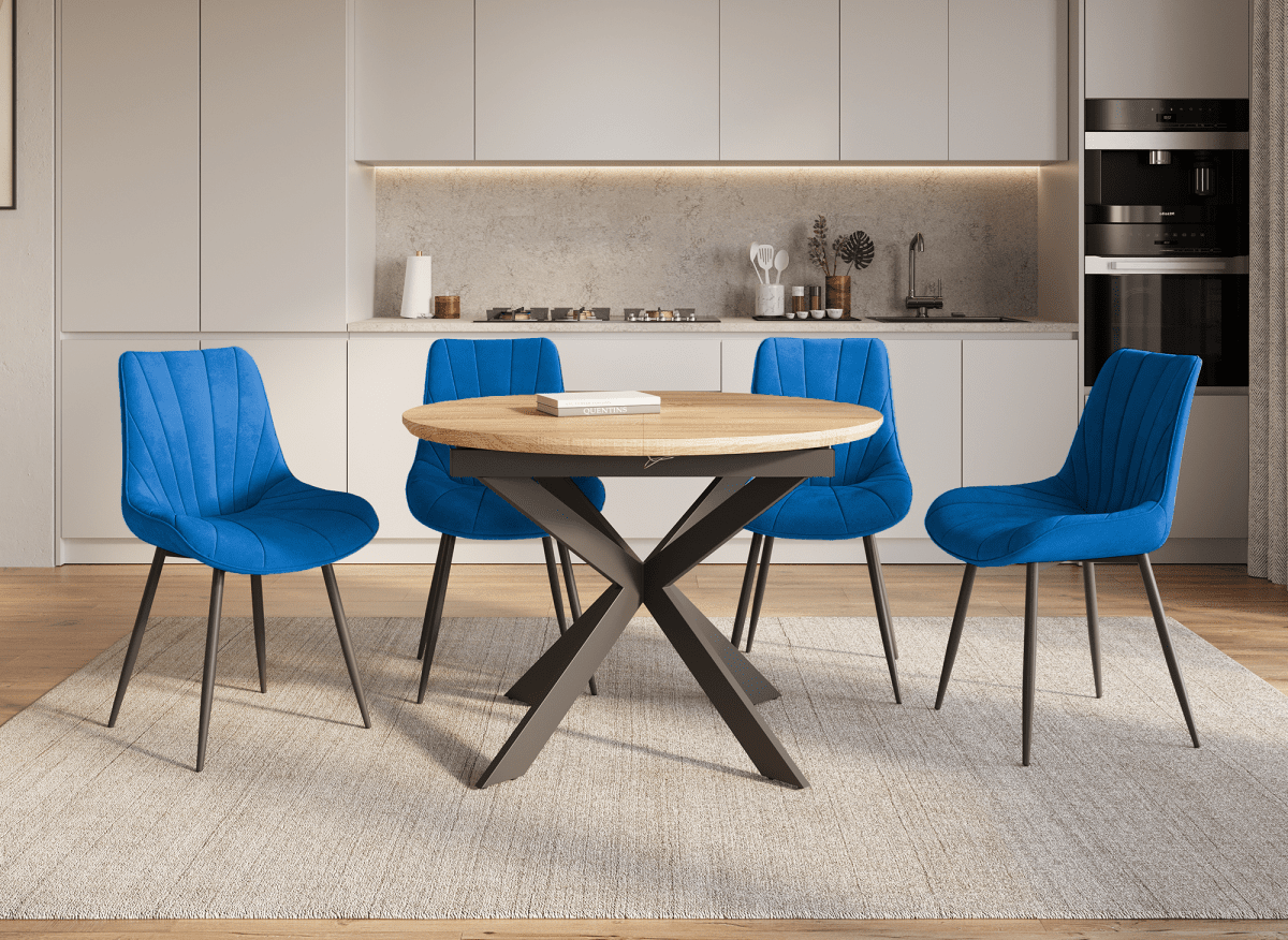 Lot de 4 chaises design en velours bleu ELOVA - DécoInParis