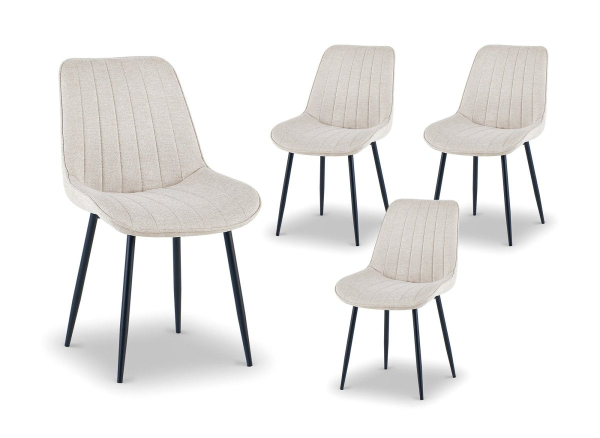 Lot de 4 chaises en tissu beige LOREVA - DécoInParis