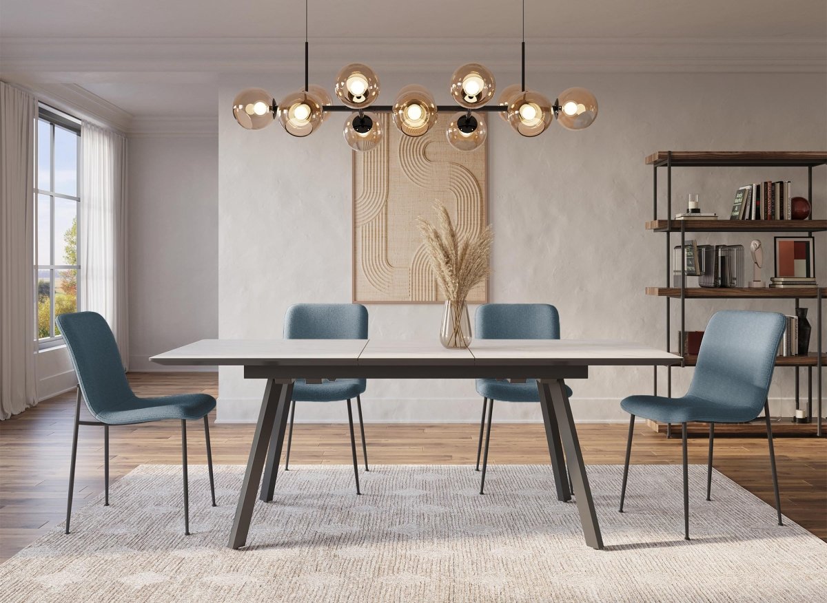 Lot de 4 chaises en tissu bleu CHERYL - DécoInParis