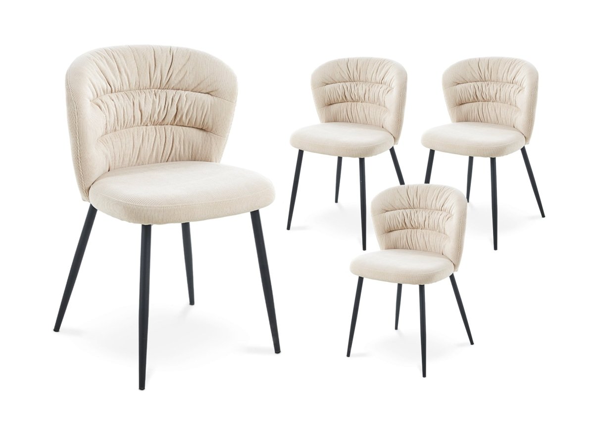 Lot de 4 chaises en velours côtelé beige DANIELA - DécoInParis
