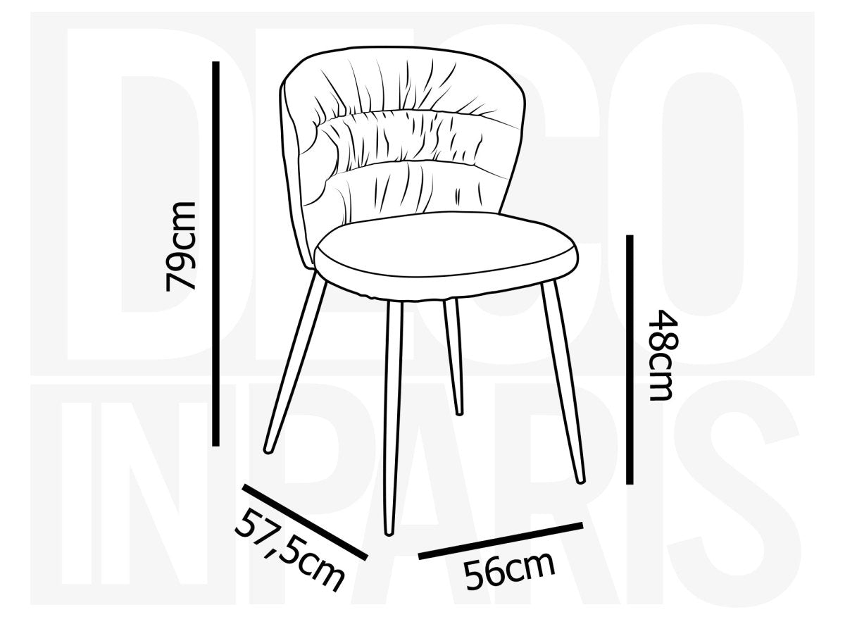 Lot de 4 chaises en velours côtelé beige DANIELA - DécoInParis