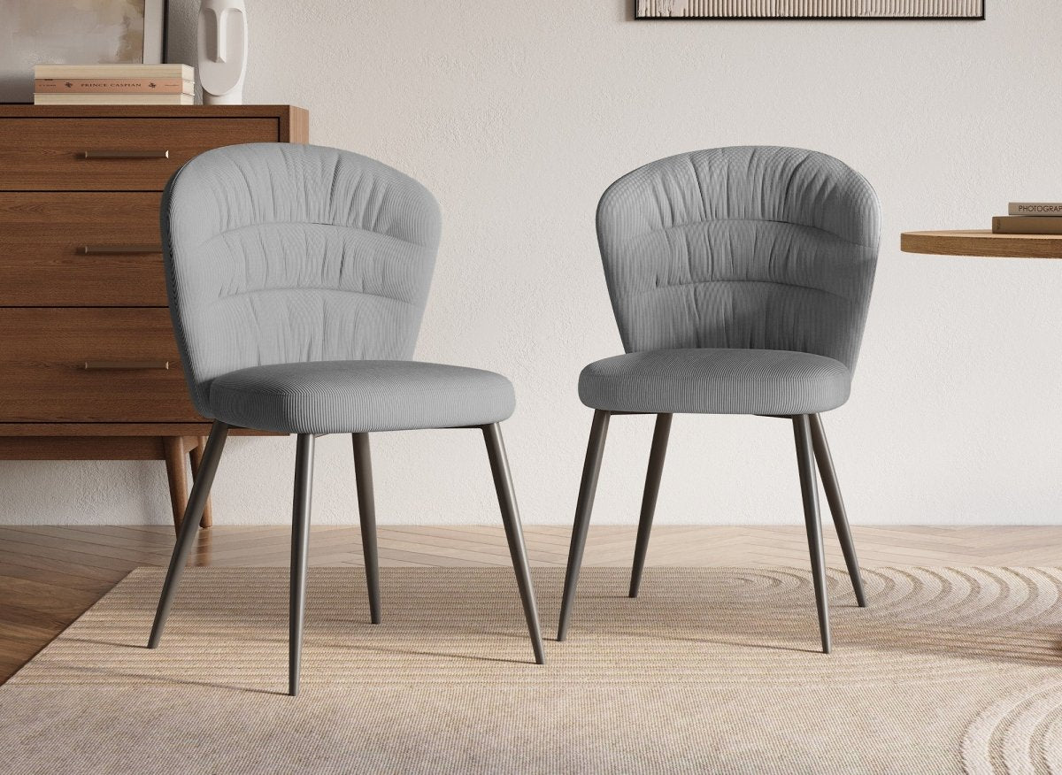 Lot de 4 chaises en velours côtelé gris DANIELA - DécoInParis