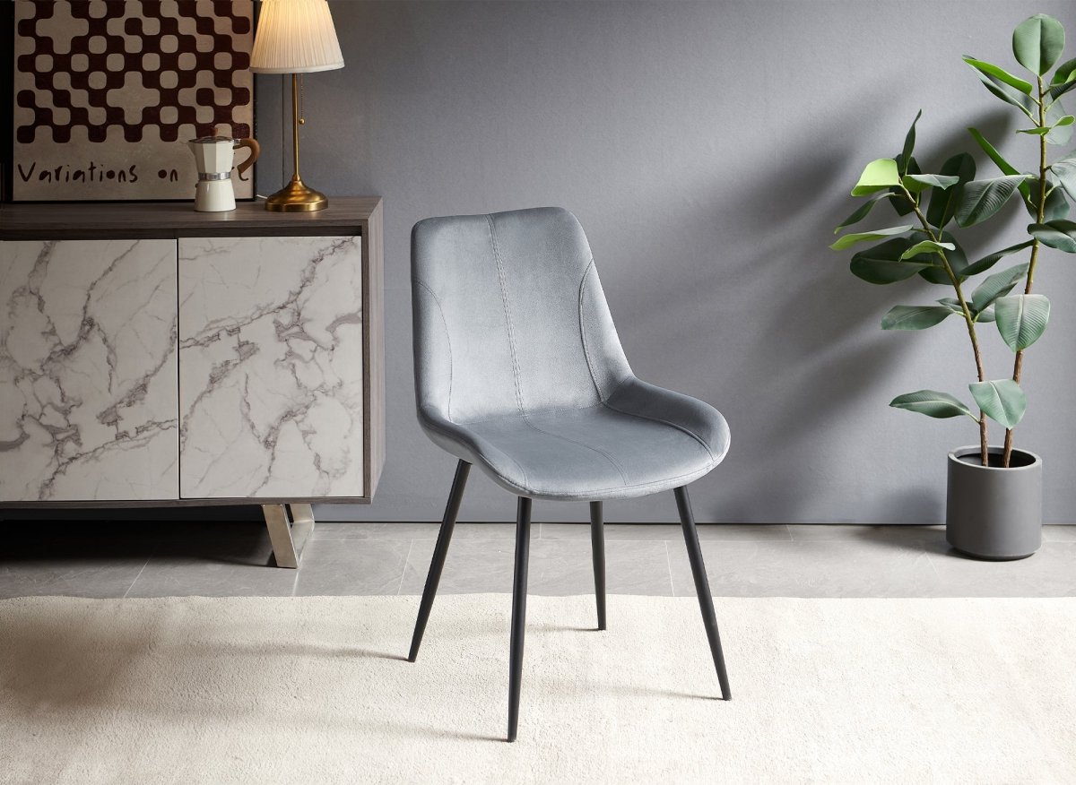 Lot de 4 chaises en velours gris THARA - DécoInParis