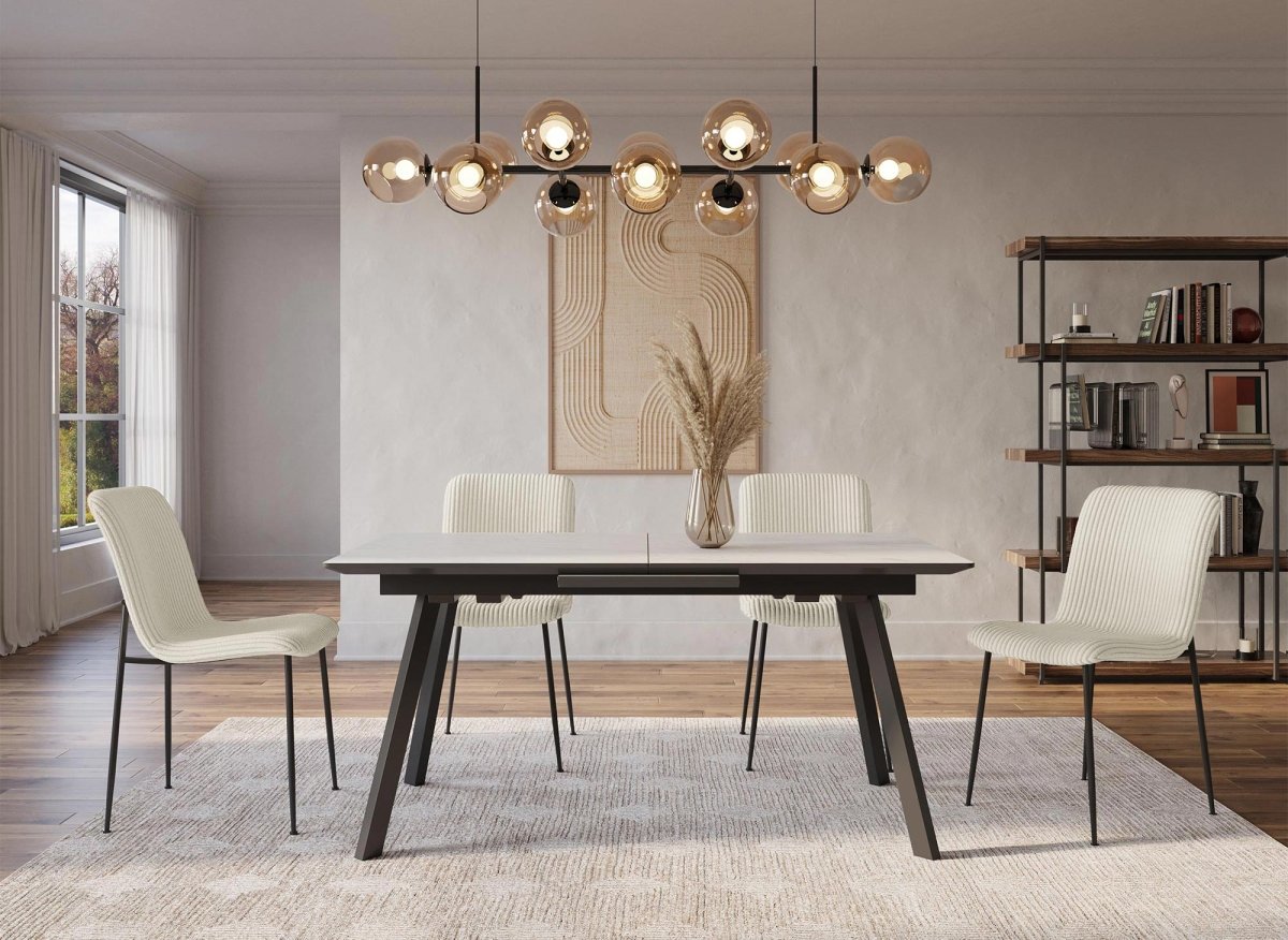 Lot de 4 chaises en velours gros côtelé beige CHERYL - DécoInParis