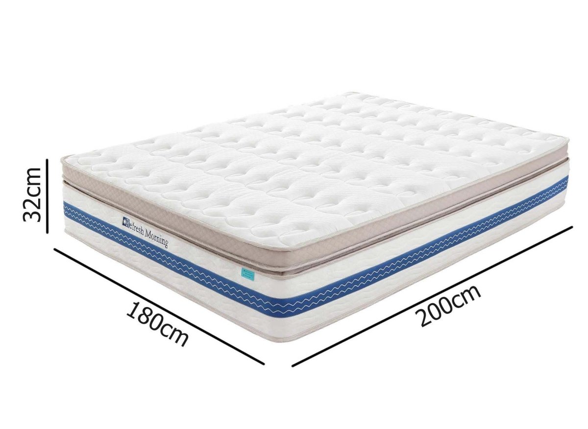 Matelas hybride REFRESH 180 x 200 cm ressorts ensachés et mémoire de forme épaisseur 32 cm - DécoInParis