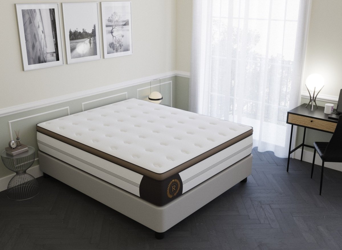 Matelas hybride ROYAL LUX 140 x 190 cm ressorts ensachés et mémoire de forme épaisseur 31 cm - DécoInParis
