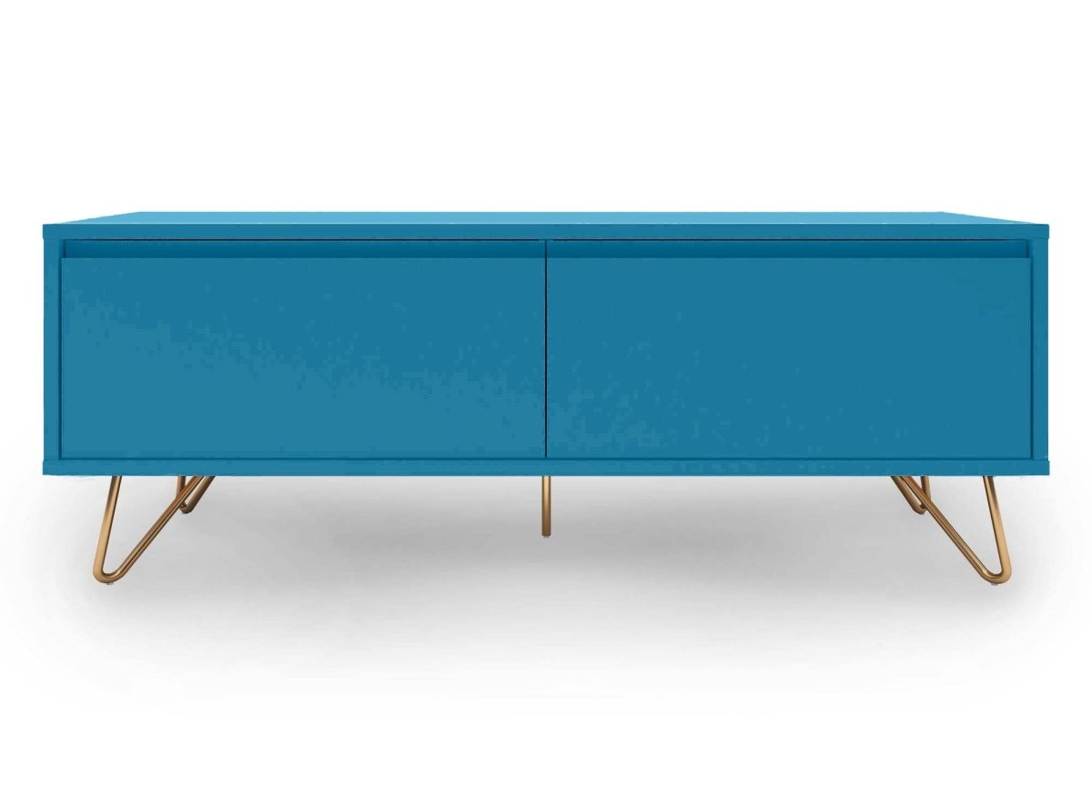 Meuble TV 1 tiroir 1 porte bleu canard DARINA - DécoInParis