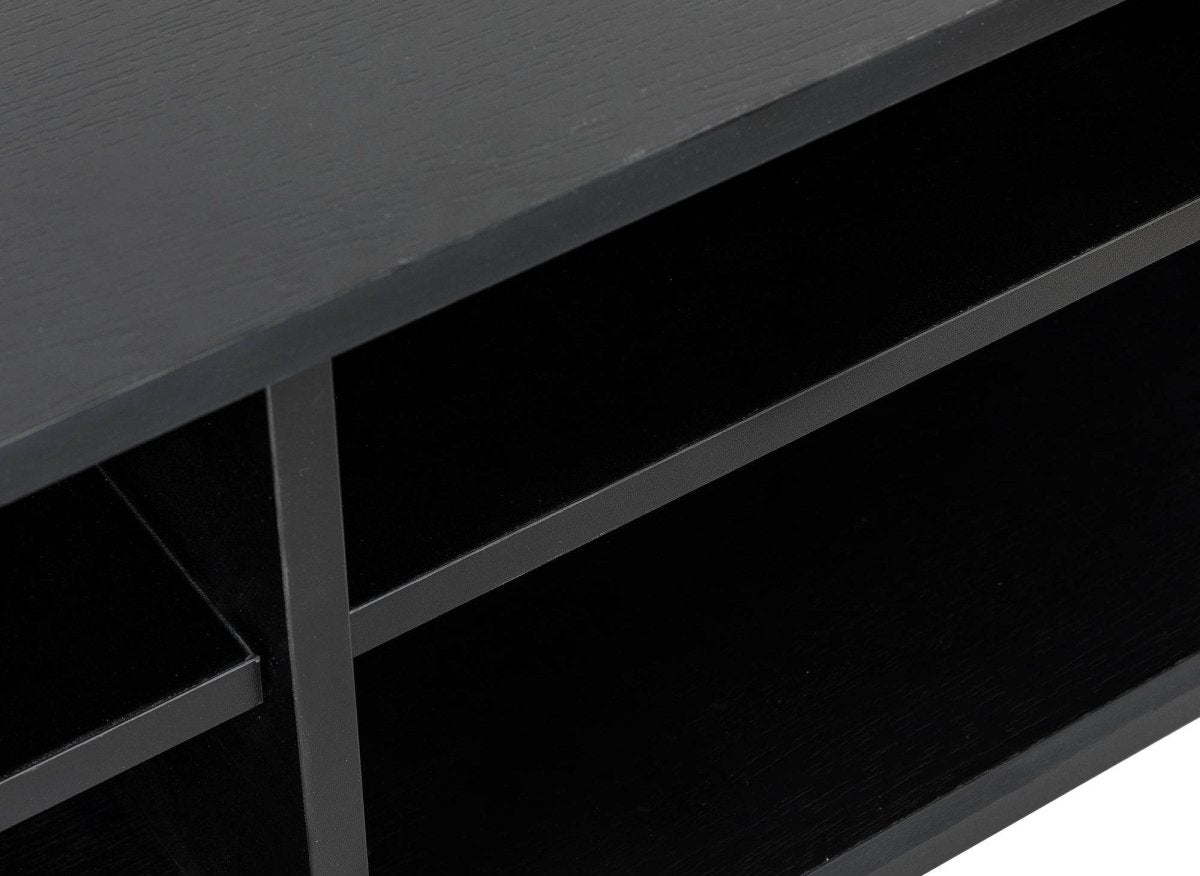 Meuble TV 2 tiroirs 1 porte en bois clair et métal noir TISSIA - DécoInParis