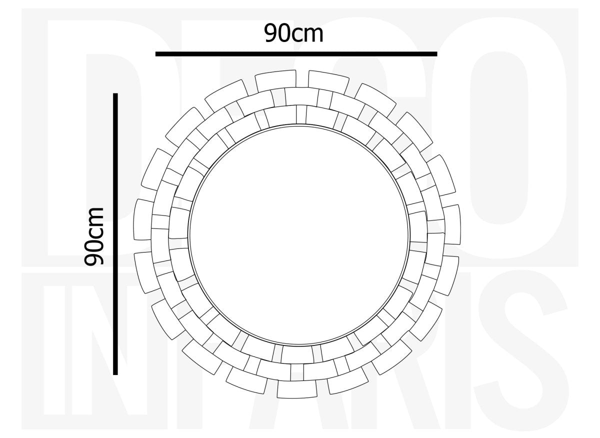 Miroir mural rond argenté 90 cm ALBA - DécoInParis