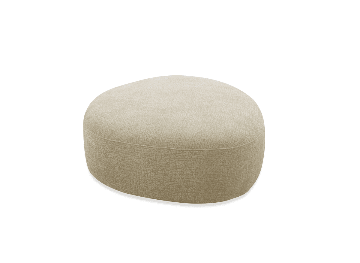 Pouf en velours tissé beige IMENIA - DécoInParis