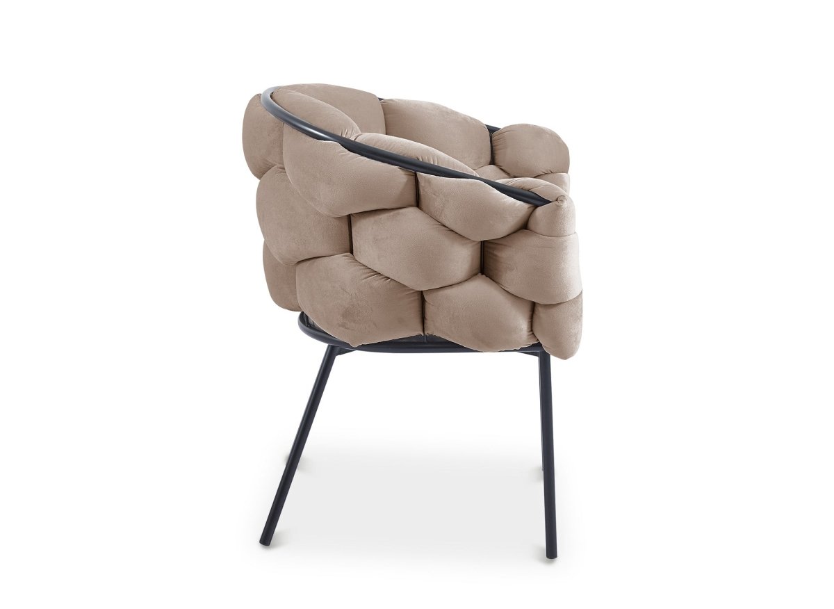 Table à manger 6 personnes ELMA + Lot de 6 chaises en velours taupe CHARLOTTE - DécoInParis