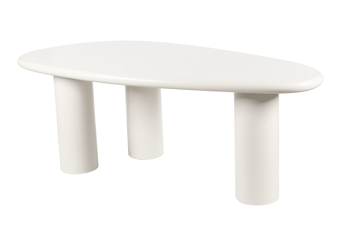 Table à manger asymétrique blanc 8 personnes AVELINE - DécoInParis