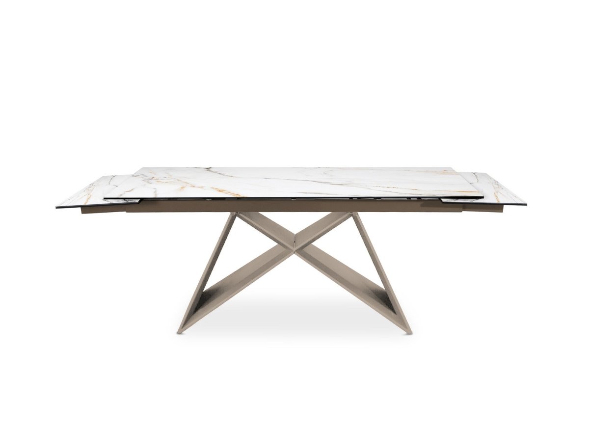 Table à manger extensible plateau céramique blanc 10 personnes GABRIEL