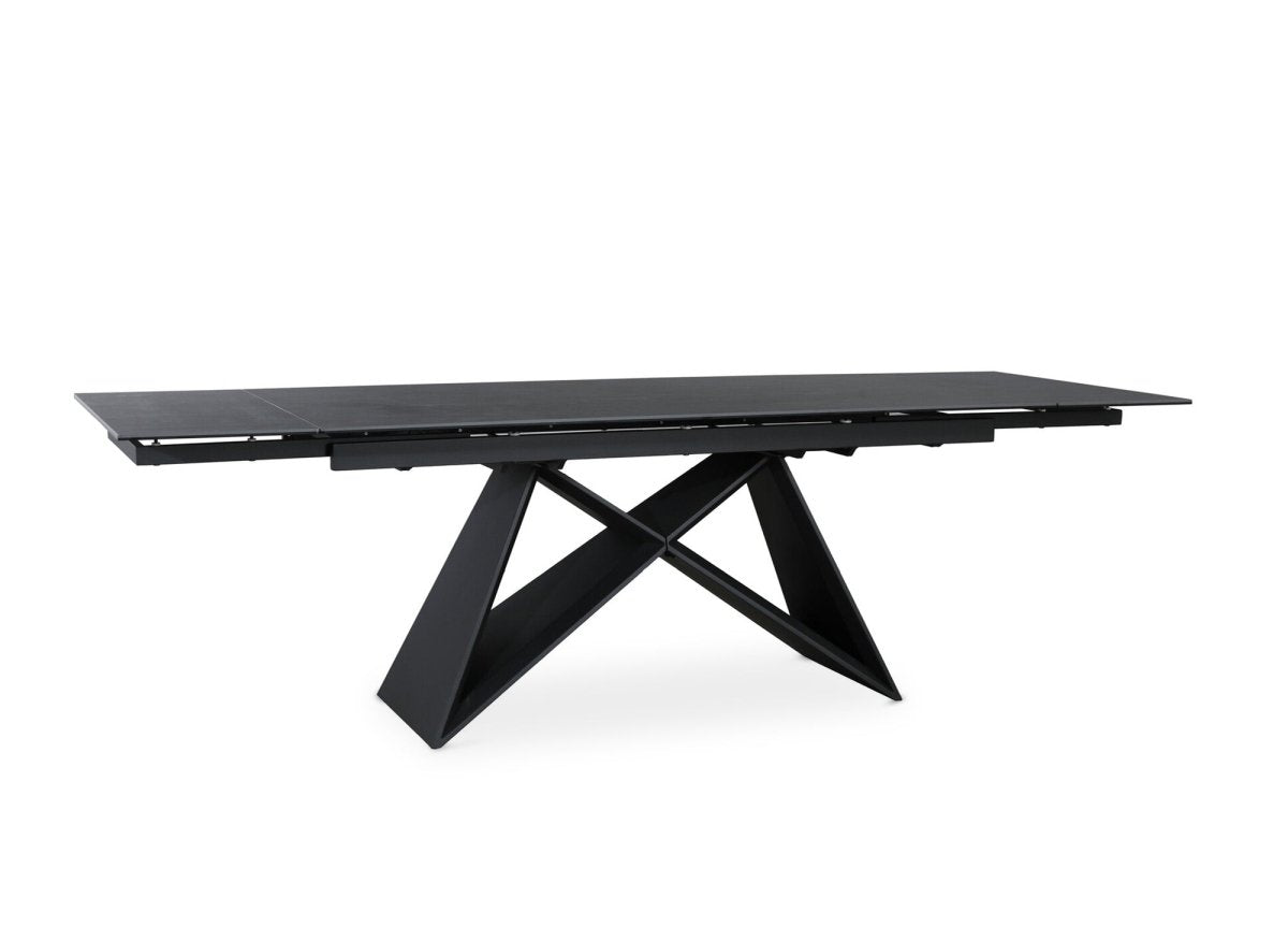Table à manger extensible en céramique noire effet marbre GABRIEL - DécoInParis