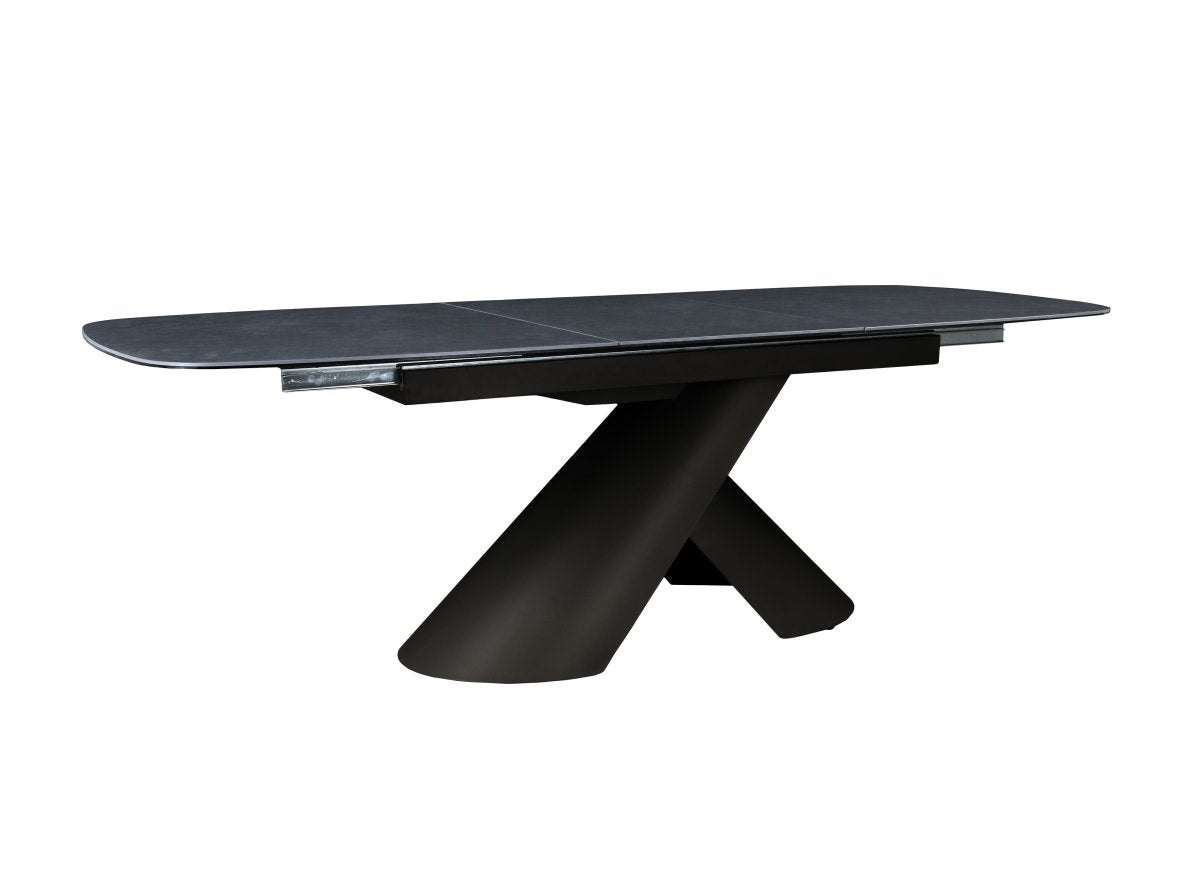 Table à manger extensible pieds métal marron plateau céramique 180-240 cm MILANO - DécoInParis