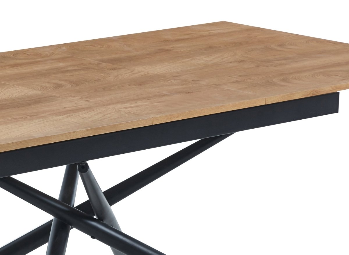 Table à manger rectangulaire à rallonge couleur chêne foncé ZORO - DécoInParis