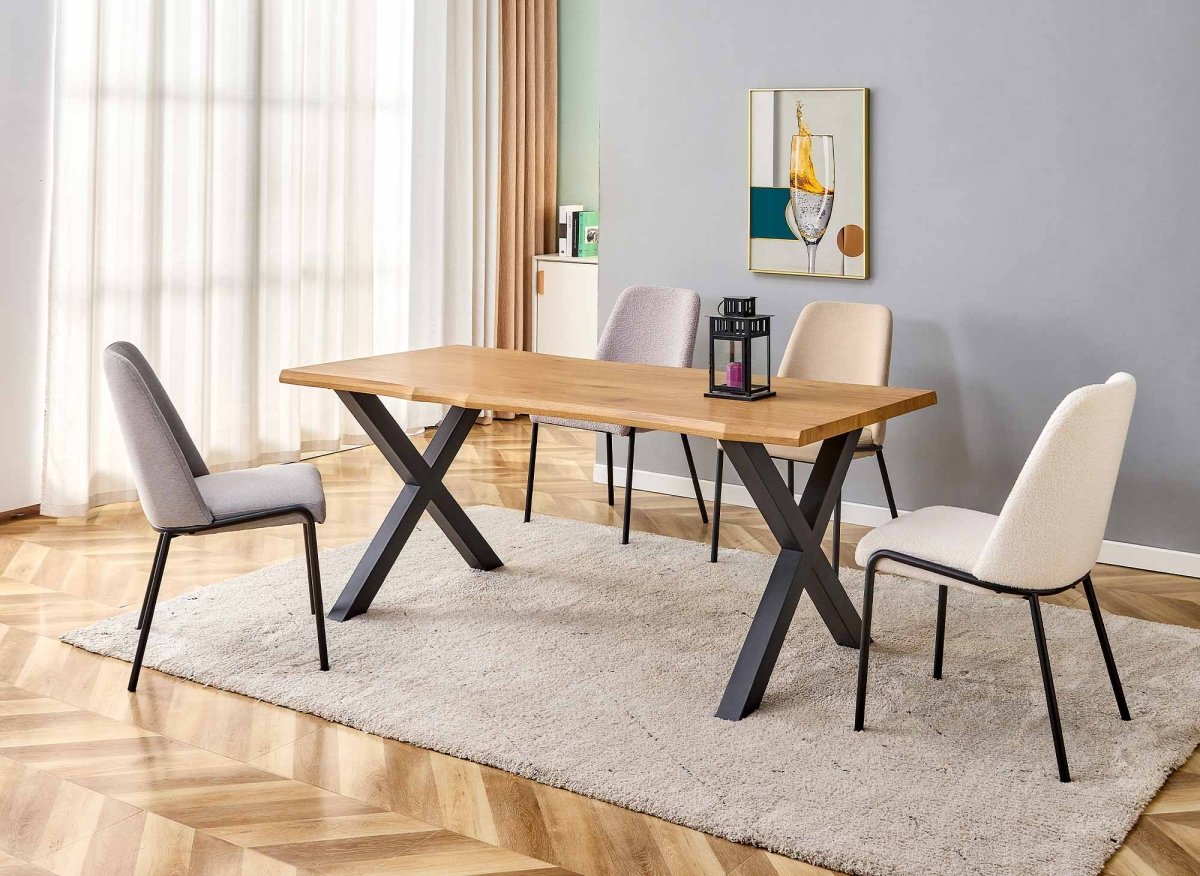 Table de salle à manger moderne chêne/blanc Saphir