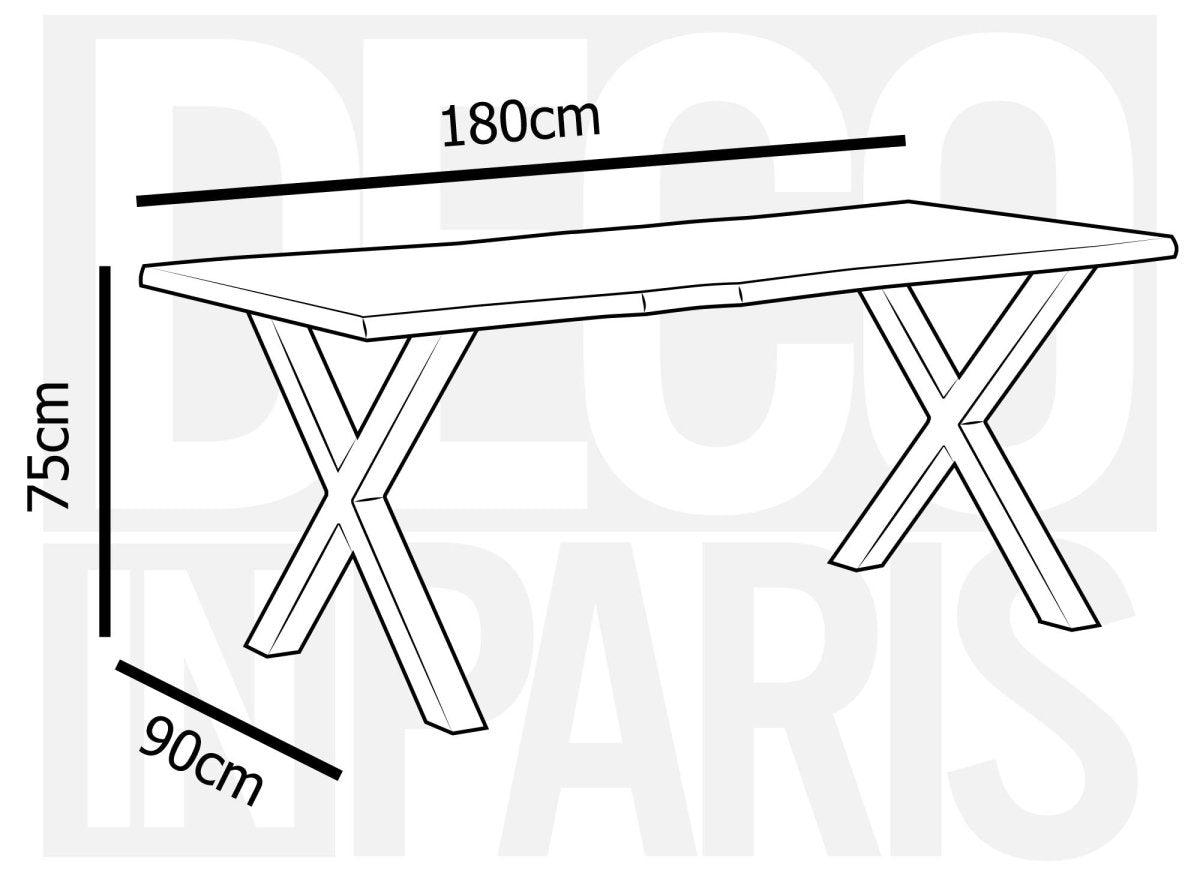 Table à manger rectangulaire en bois et métal noir ELIANA - DécoInParis