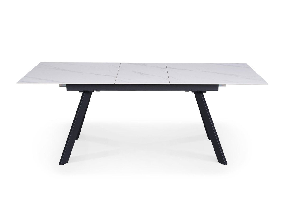 Table à manger rectangulaire extensible en céramique blanche ELYNE - DécoInParis