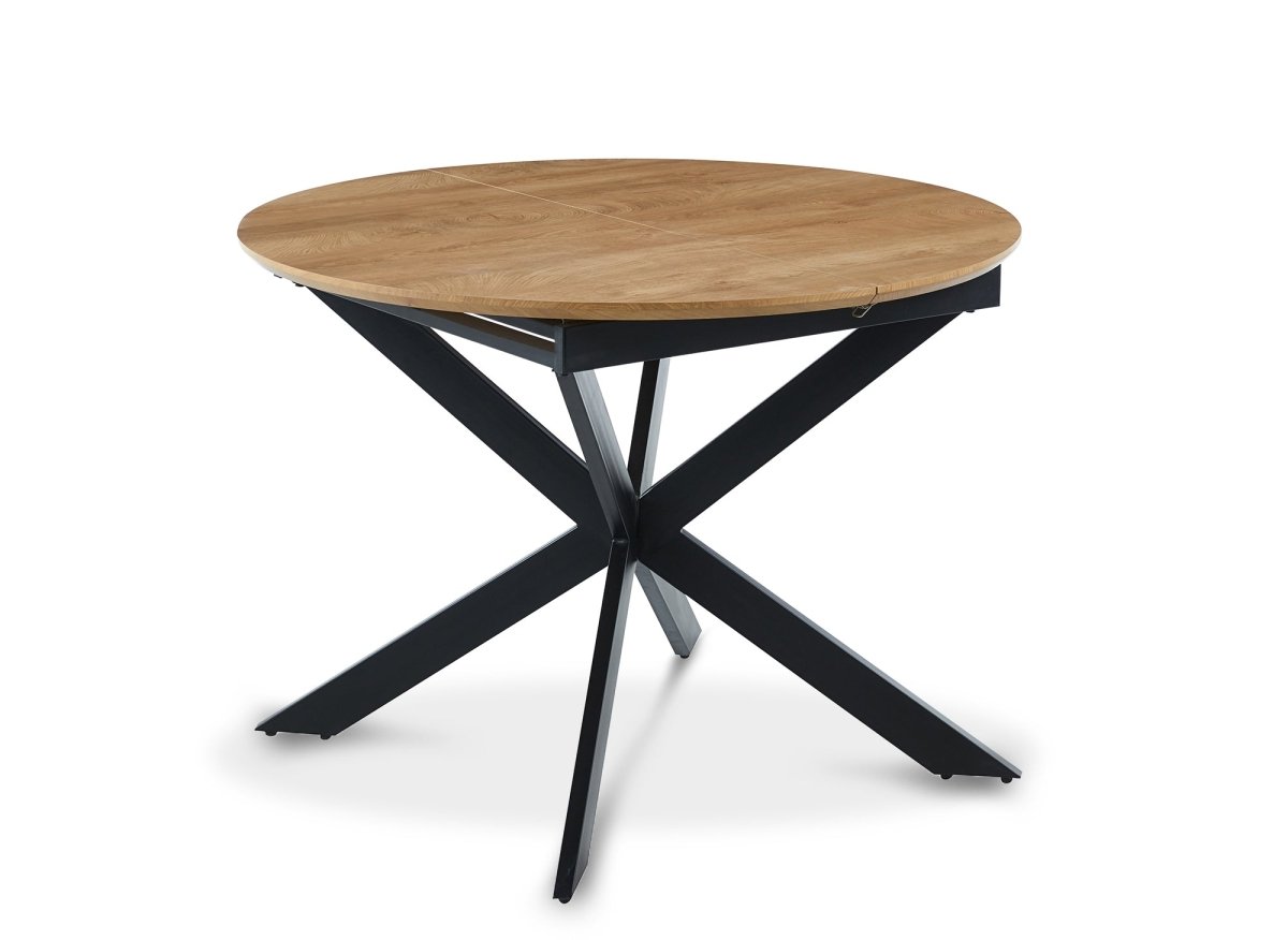 Table à manger ronde à rallonge couleur chêne VENOM - DécoInParis