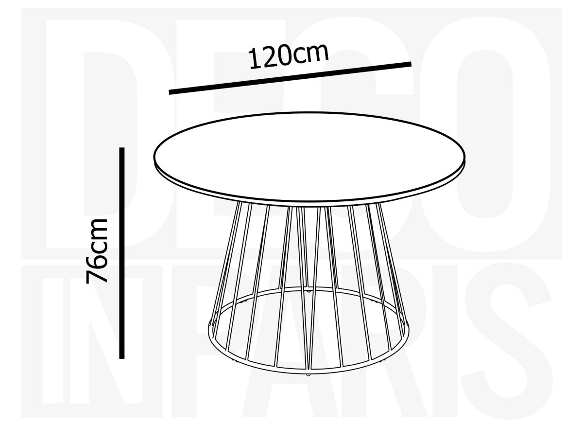 Table à manger ronde effet marbre blanc pied en métal noir STELLA - DécoInParis