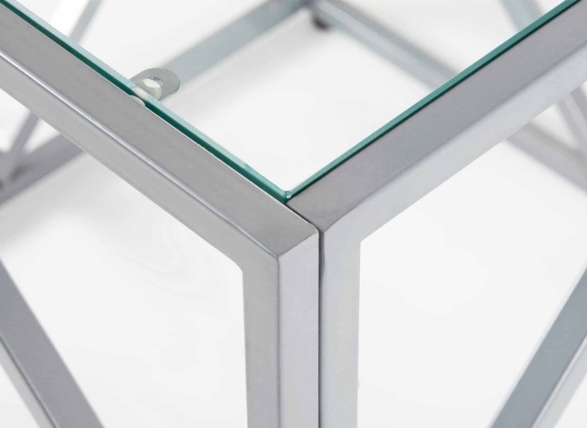 Table basse design en verre et métal carrée ELIO - DécoInParis