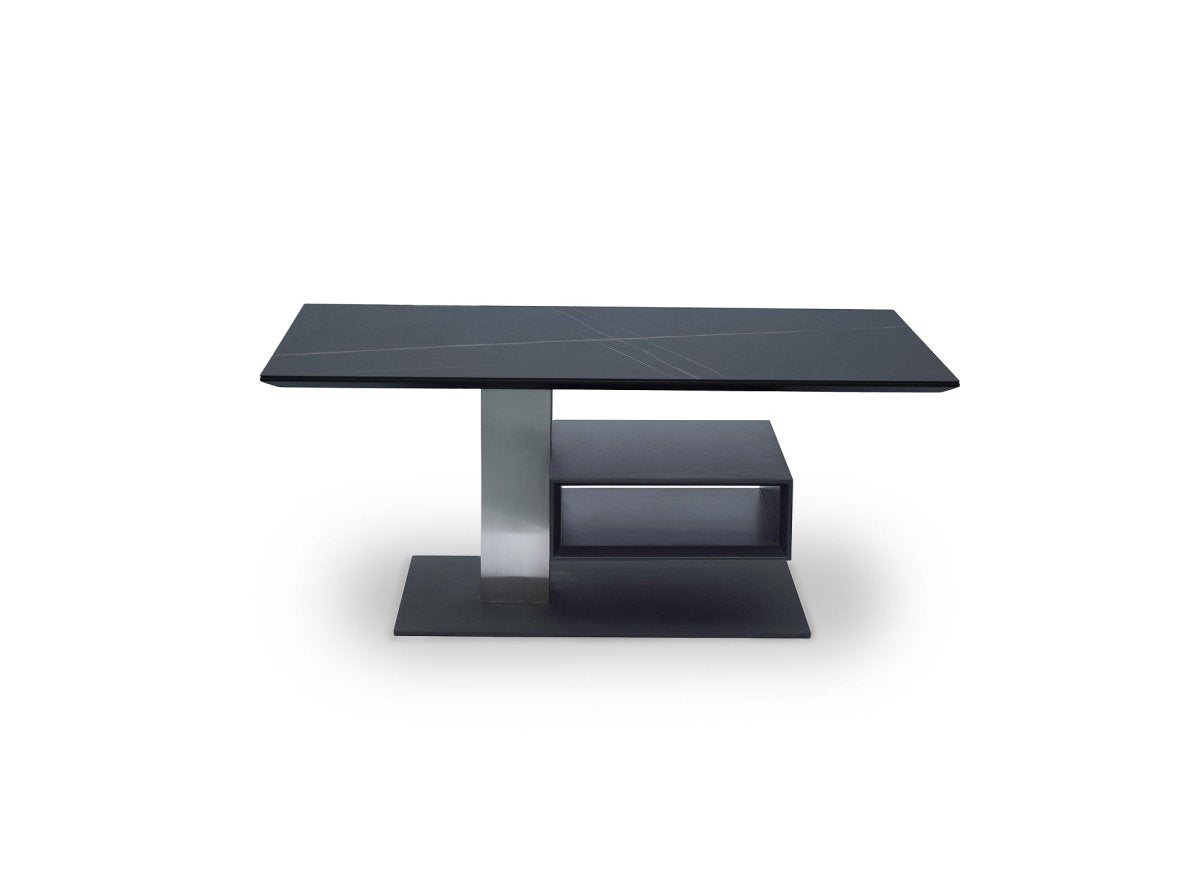 Table basse relevable avec rangement en céramique noir ADELIE - DécoInParis