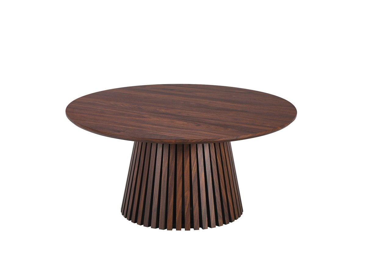 Table basse ronde en bois foncé HEKA - DécoInParis